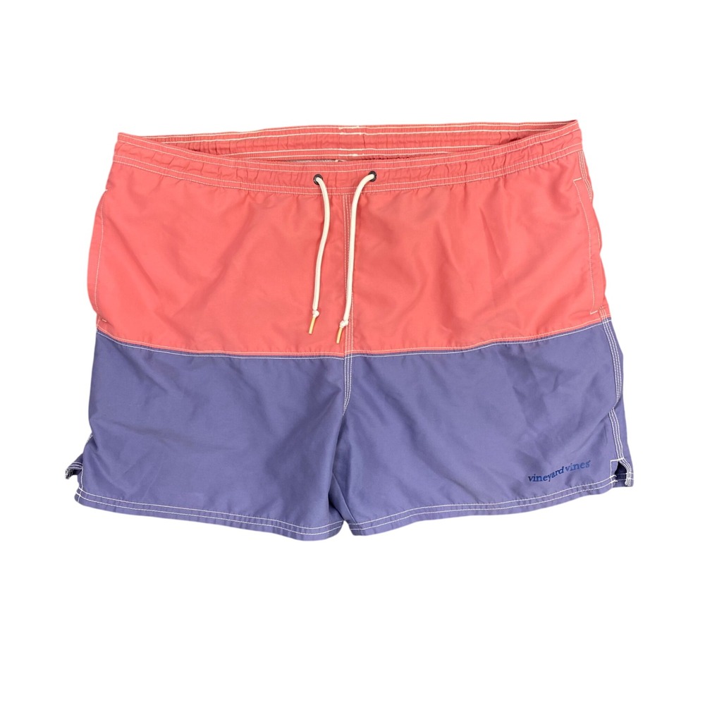 Vineyard Vines Swim Trunks Mens L Chappy Pink Purple Colorblock China Beachwear‎